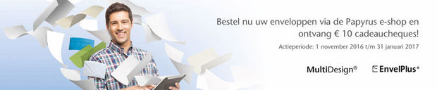 Bestel uw enveloppen via de Papyrus e-shop en krijg cadeaucheques!