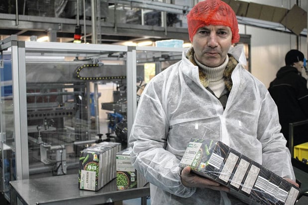 Fardelage automatique de boîtes de légumes surgelés 