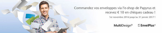 Des cheques cadeaux avec vos commandes enveloppes via l'e-shop !