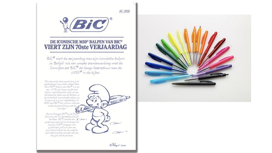 BIC viert 70 jaar M10-balpen met de Smurfen